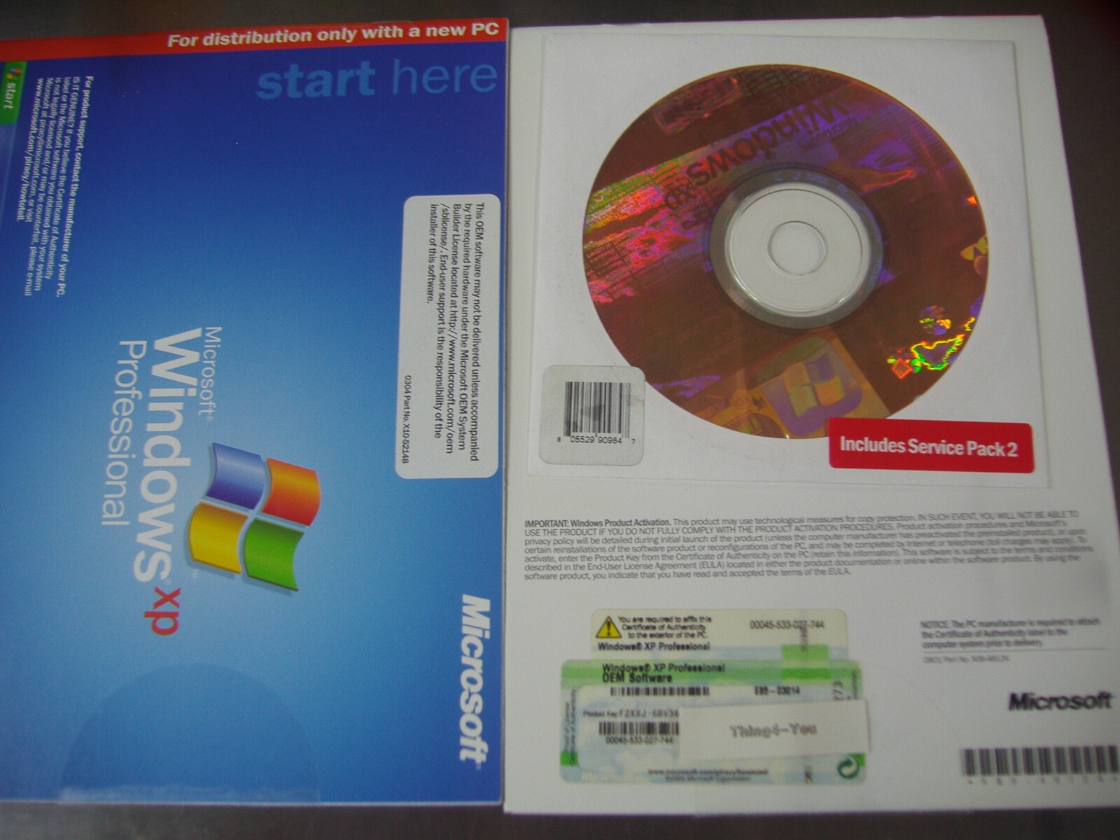 MICROSOFT WINDOWS XP PROFESSIONAL w/SP2 FULL OPERATING SYSTEM MS WIN PRO=SEALED=
