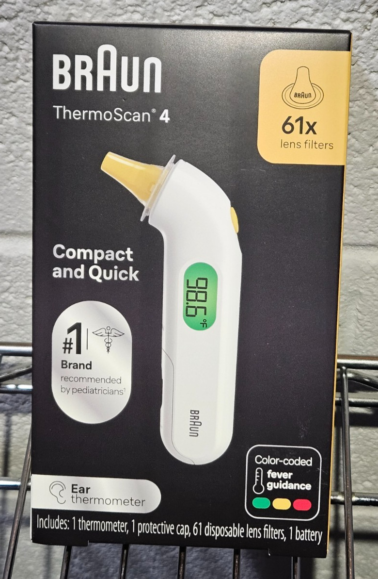 Braun ThermoScan 4 Ear Thermometer w/ 61 Lens Filters IRT3515 Children & Adults