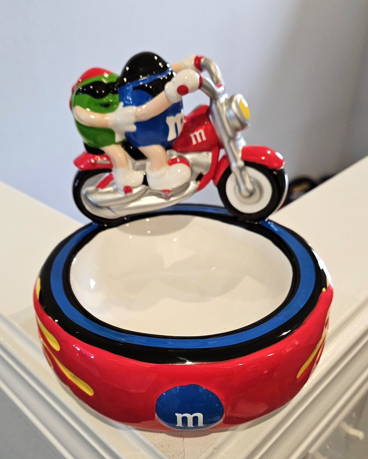 M & M Mars Candy Bikers Motorcycle 6.5 inch Dish / Bowl New  Mint Cond / Unused