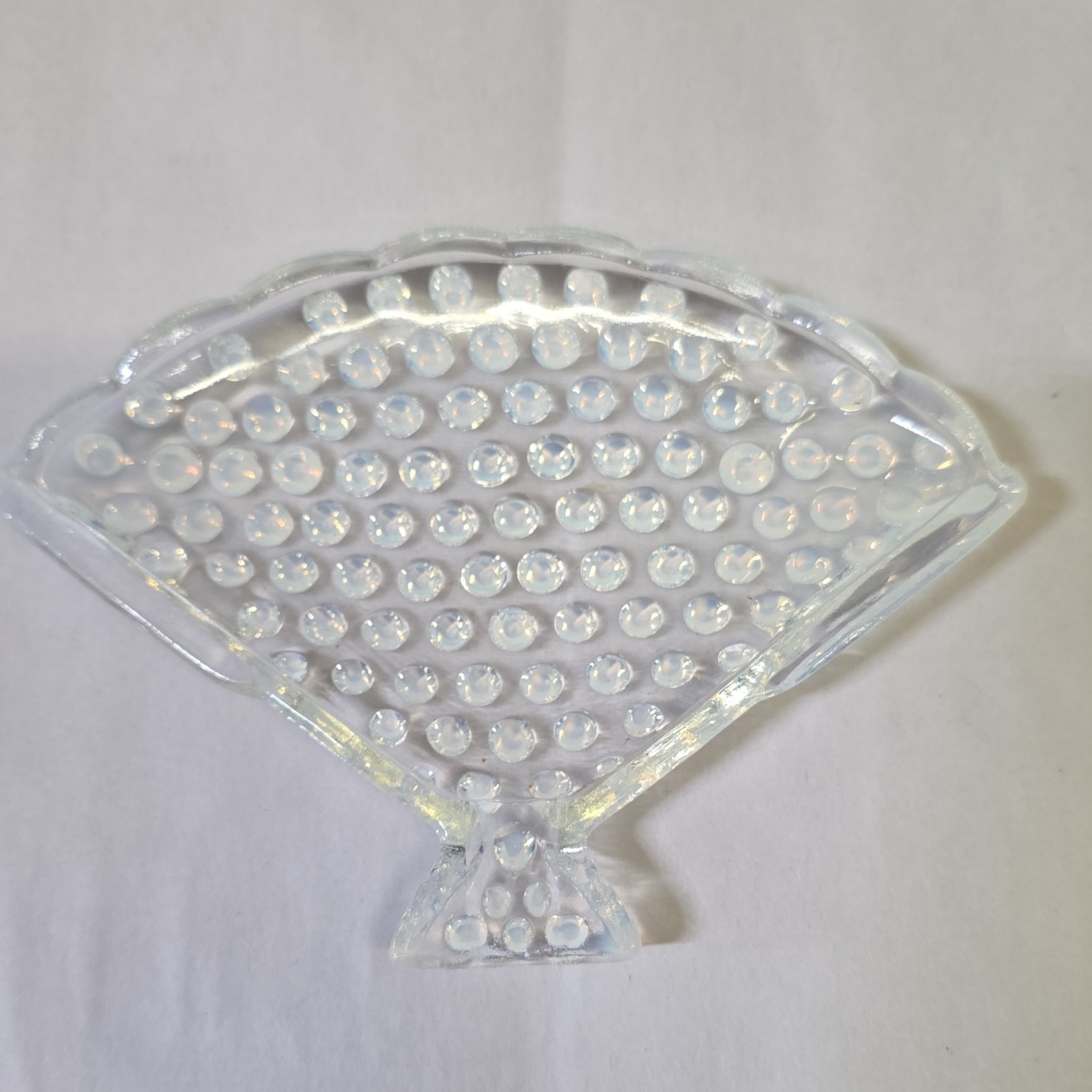 Fenton Vintage Hobnail Opalescent Moonstone Fanshaped tray/ashtray