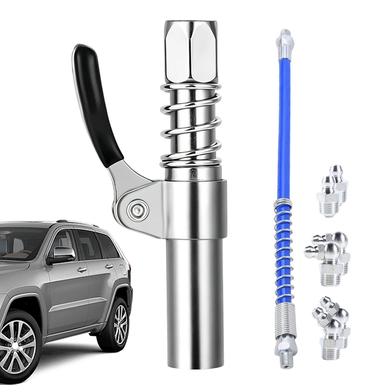 Locking Grease Coupler Universal Quick Release Steel Grease Nozzle