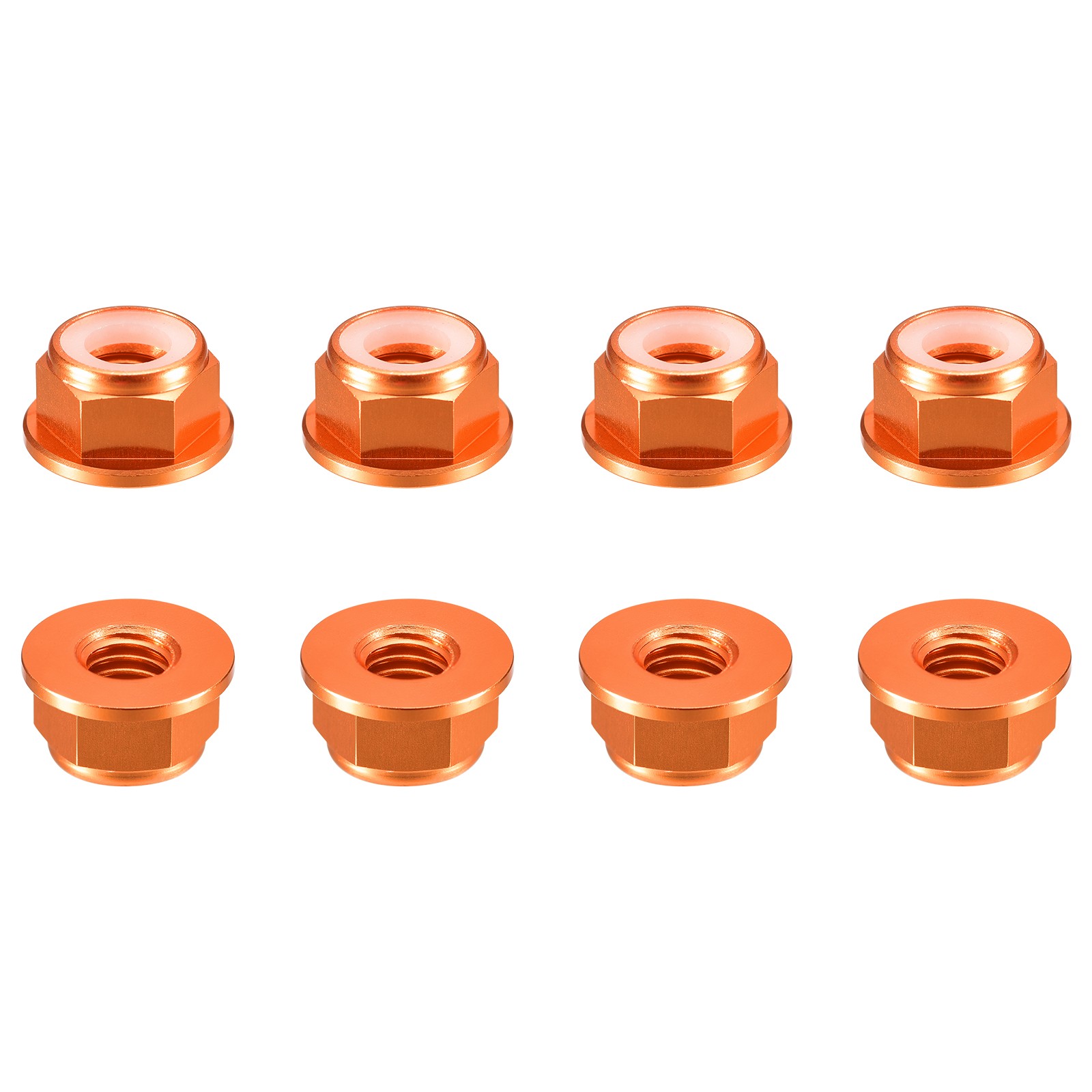 Nylon Insert Hex Lock Nuts, 8pcs - M4x0.7mm Self-Locking Nut(Orange)