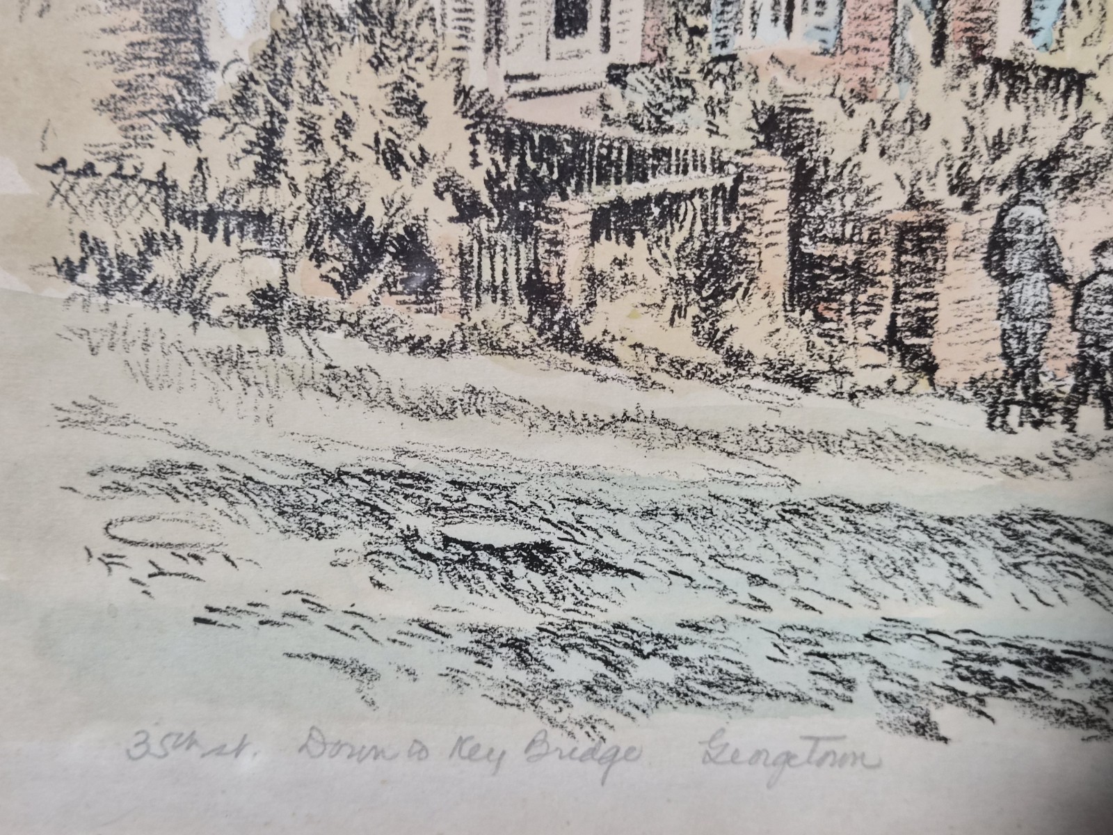 Caroline van Hook Bean Original Hand Colored Lithograph Signed