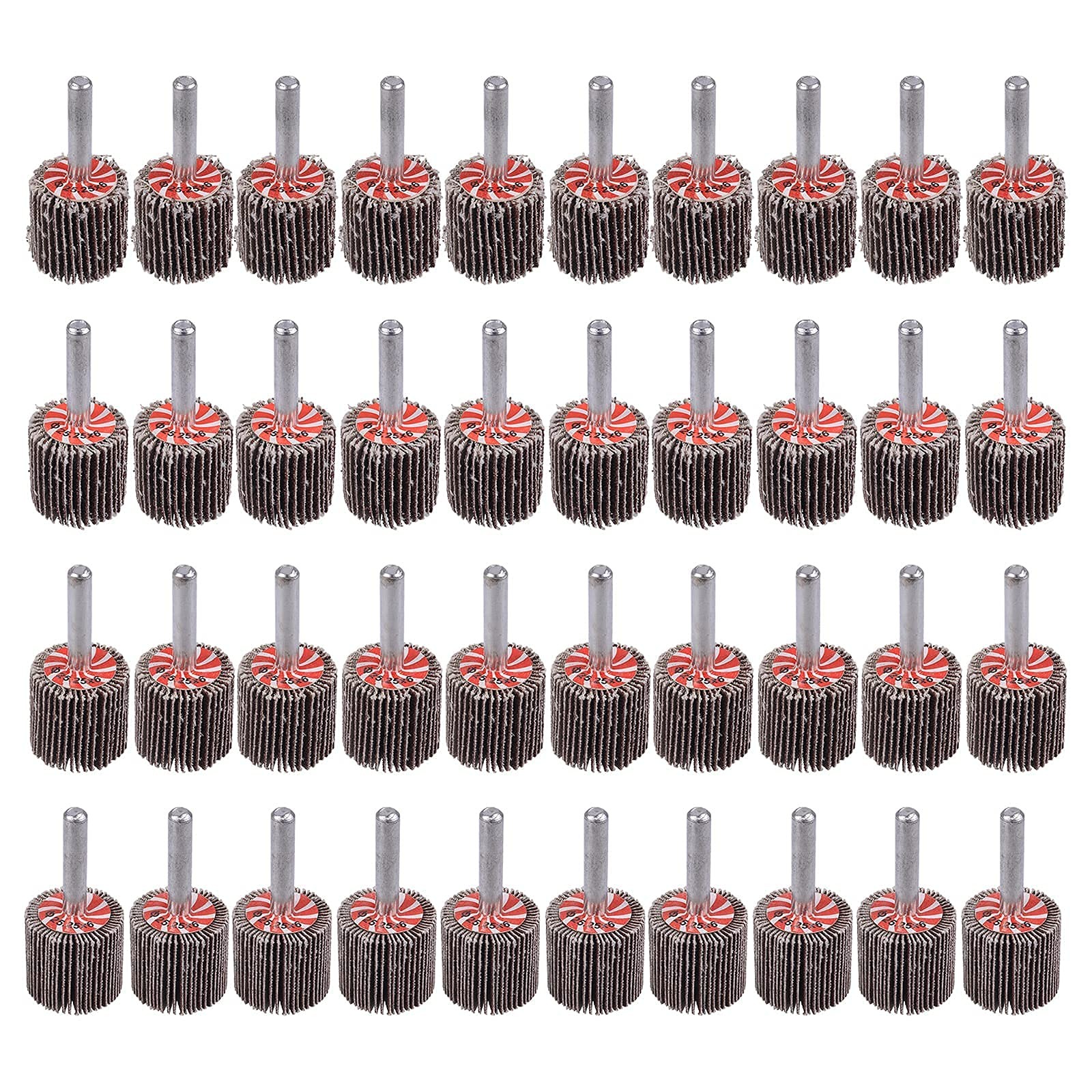 Rocaris 40 Pack Flap Wheel 1" x 1", 1/4" Mounted Shank Aluminum Oxide Grit#...