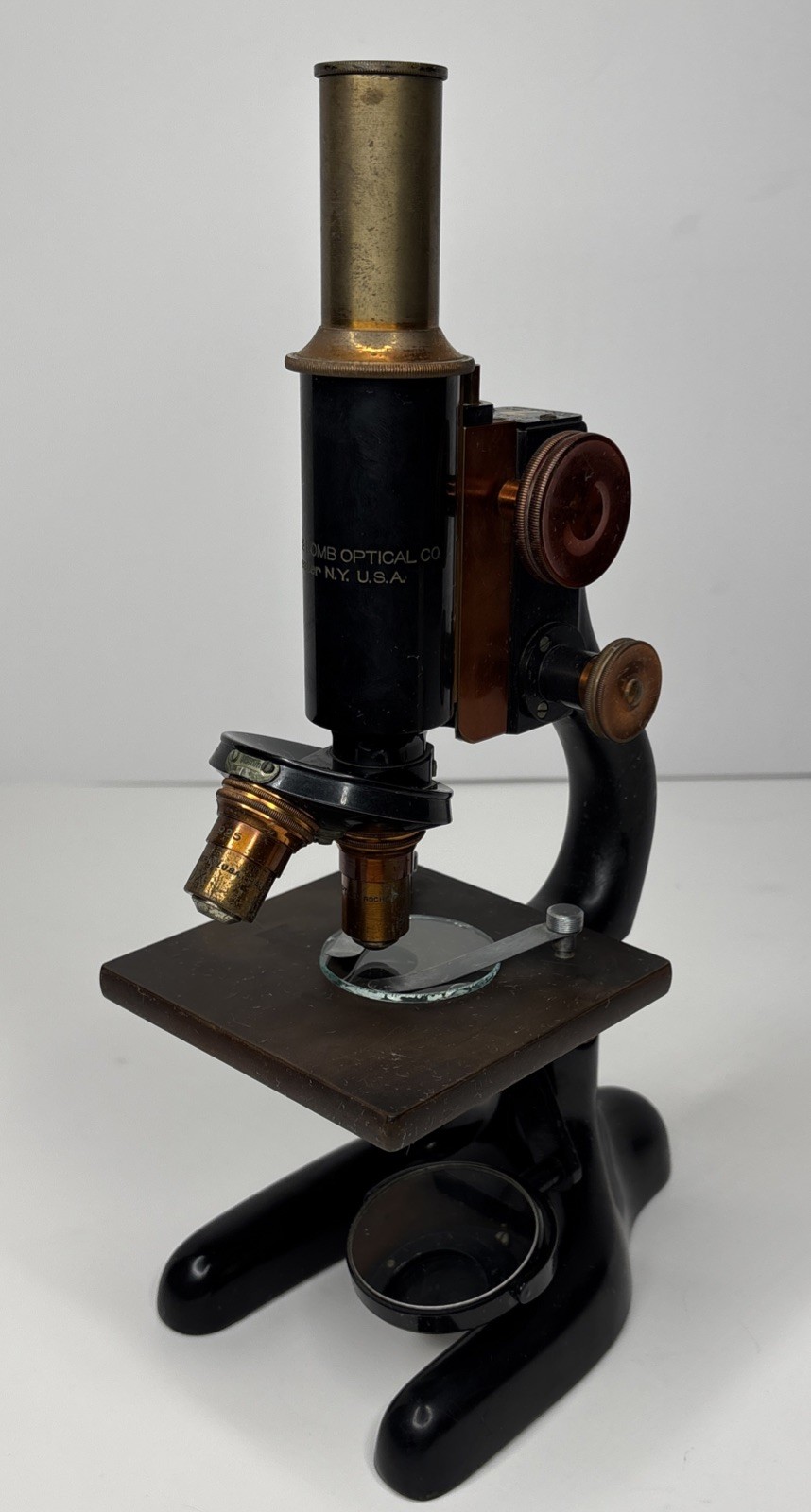Bausch & Lomb Optical Co. Vintage Microscope Pat. Jan. 5, 1915 Antique Brass