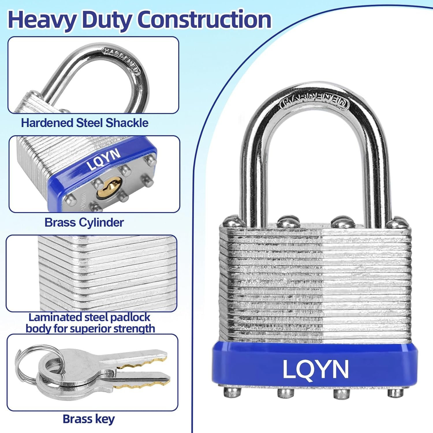 Padlocks with Same Key 6 Pcs Laminated Keyed Padlock 40mm Keyed Alike Set
