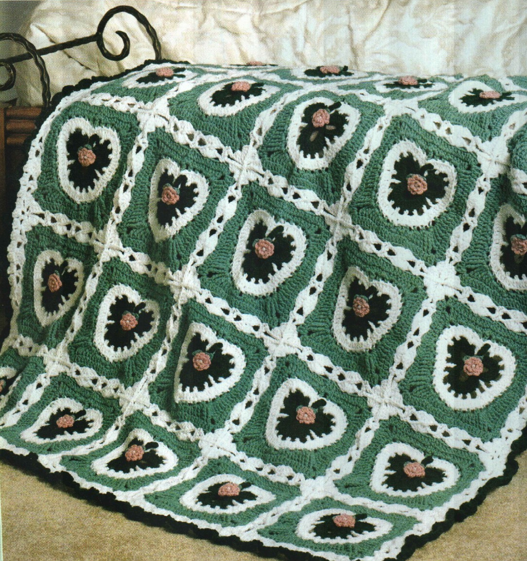 IRISH HEARTS AFGHAN HOME DECOR CROCHET PATTERN INSTRUCTIONS