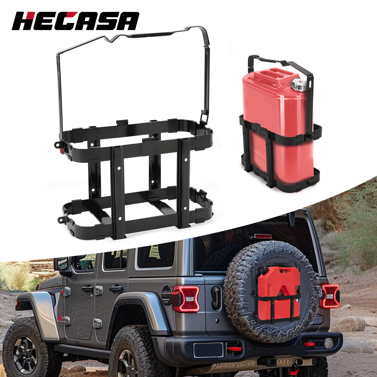 HECASA Jerry Can Holder Mount 5.28 Gallons/20L Fuel Gas Can Rack- Steel