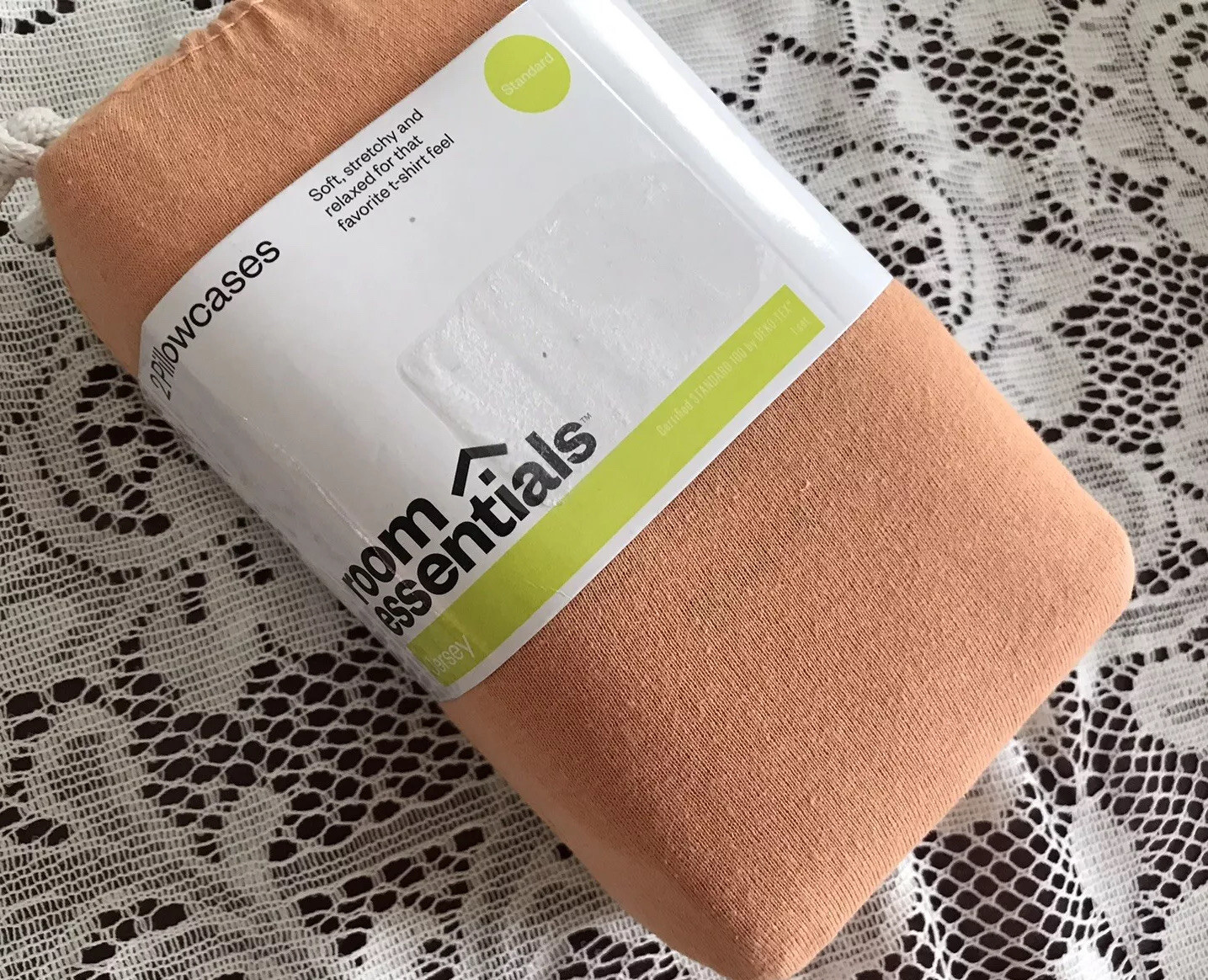 Room Essentials Jersey Pillowcases Standard Set 2 Cotton Blend ORANGE New