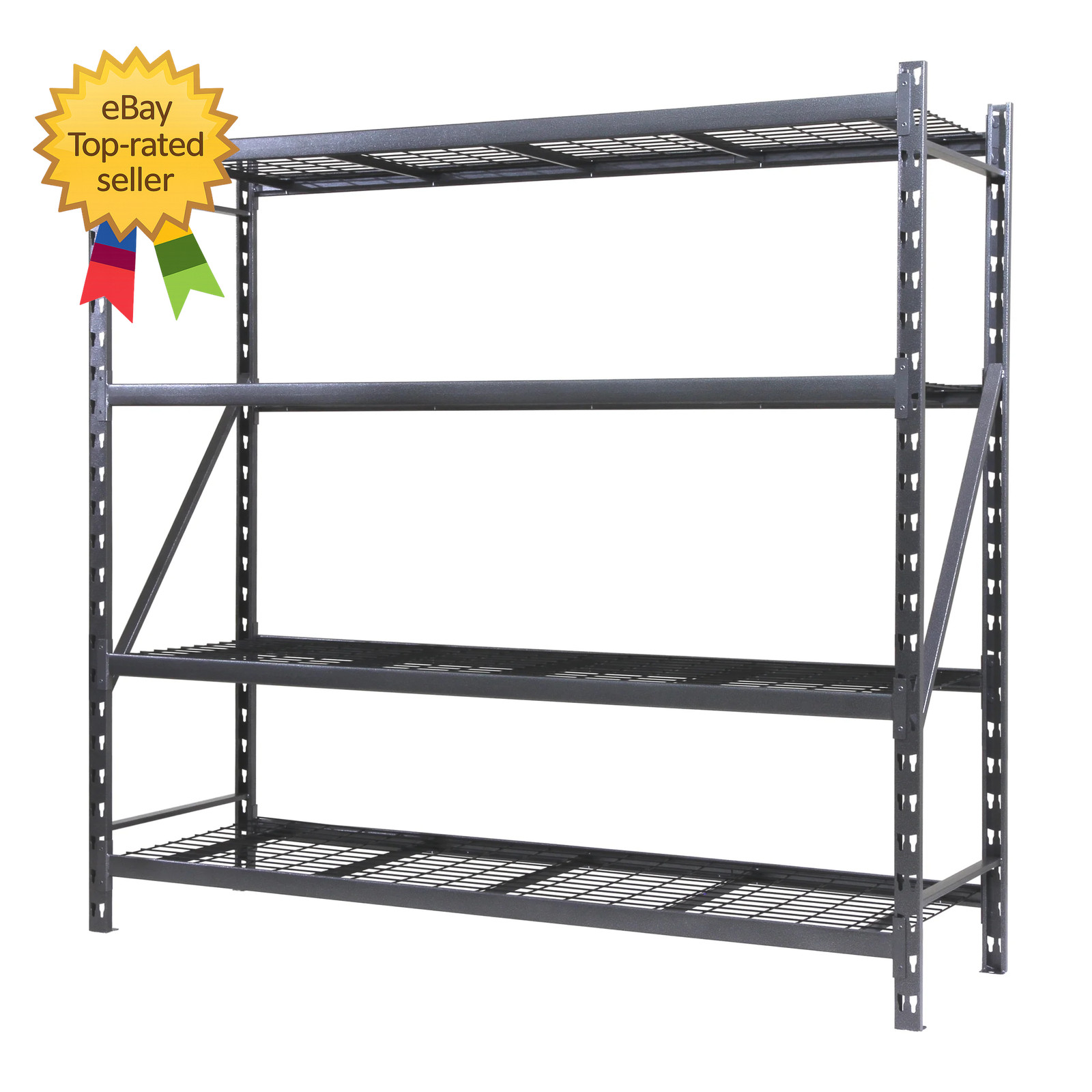 Steel 4 Tier Storage Rack 72"H X 24"D X 77"W, 1000Lb per Shelf