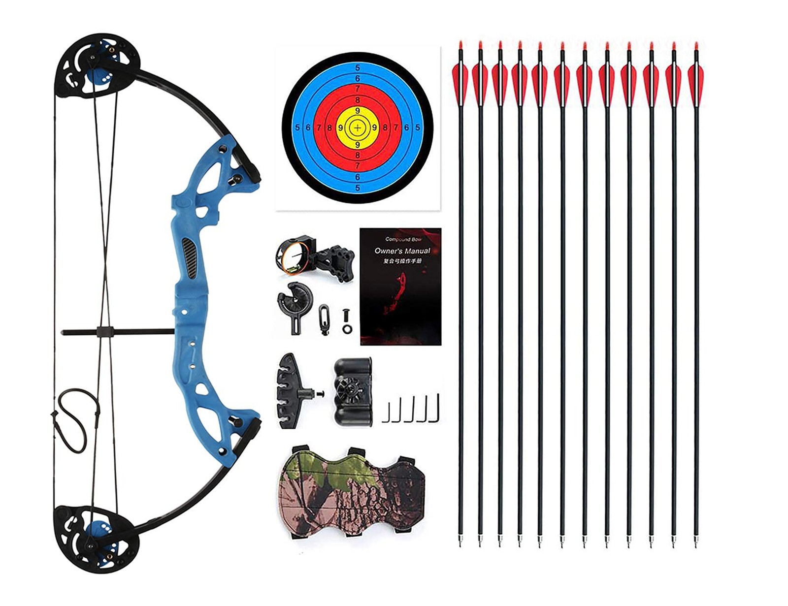 PANDARUS Compound Bow Archery for Youth and 19"-28", Blue Right-Handed