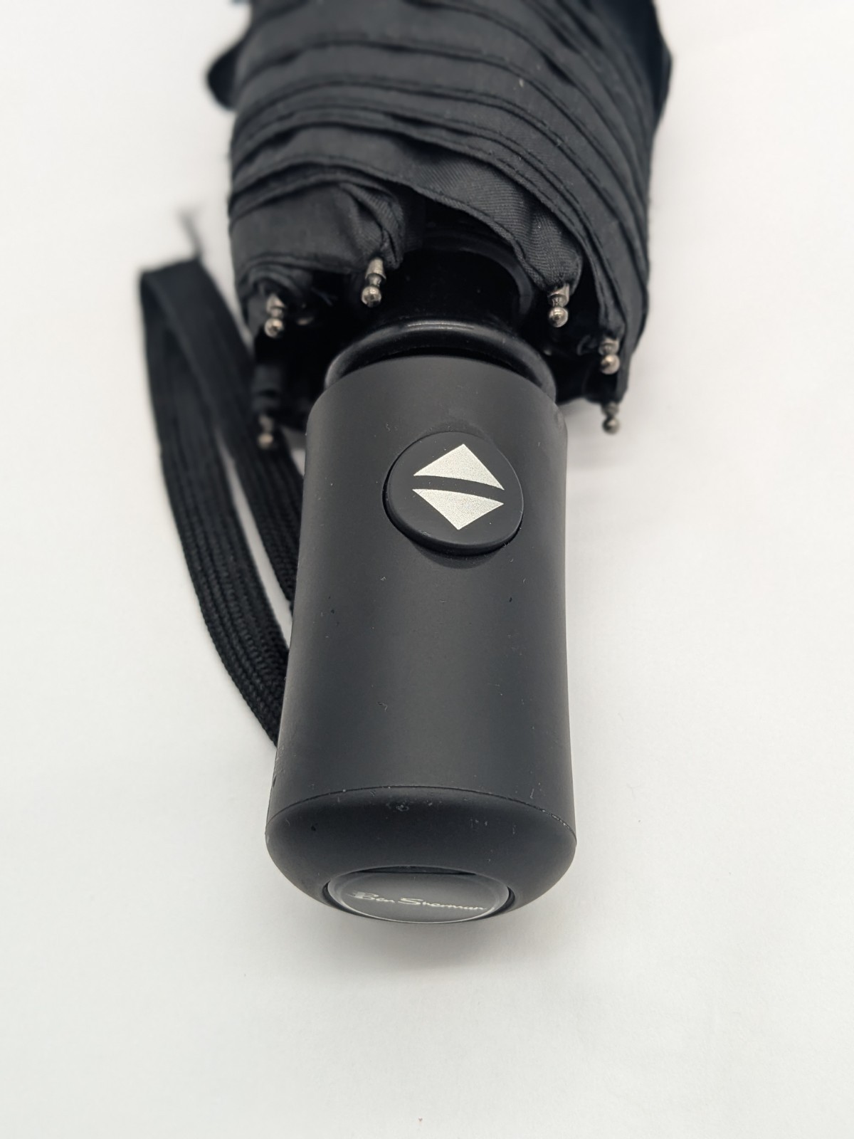 Ben Sherman Black Compact Automatic Folding Umbrella Travel Size Auto Open