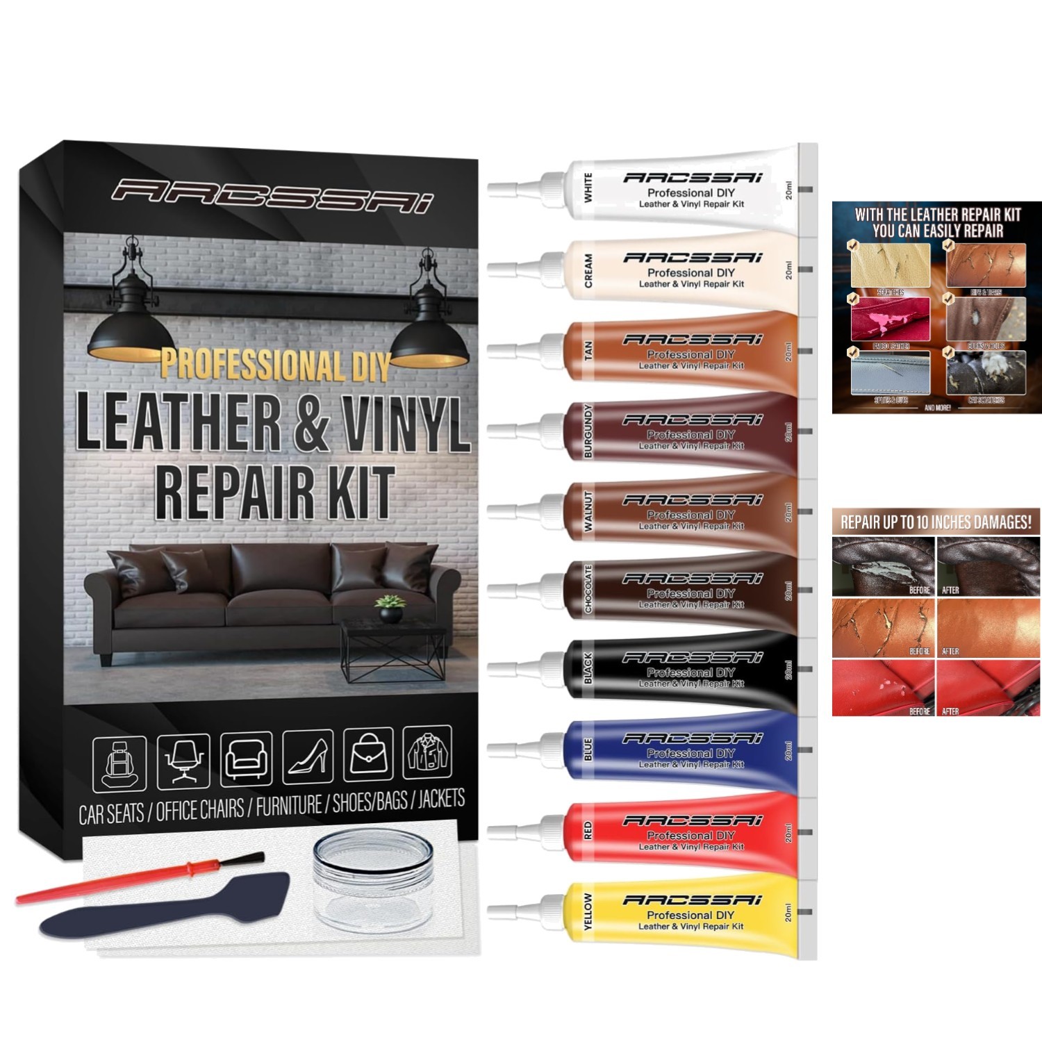 Leather Repair Kit - Restore Furniture, Jackets & Car Seats Effortlessly