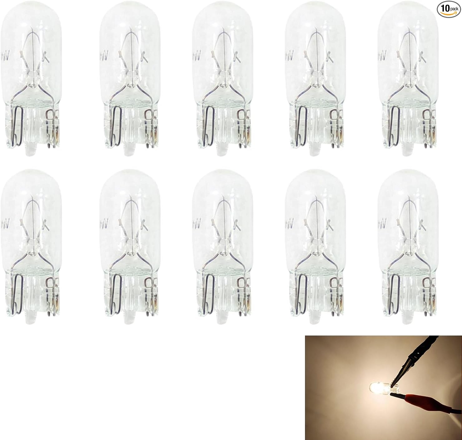 10 PCS T10 Car Wedge Light, 12V 5W Miniature Bright Auto Das Color: White #T10