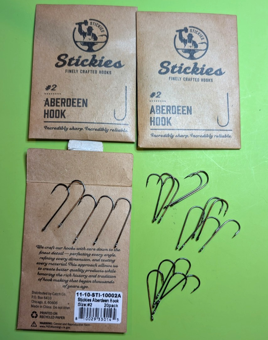 3 Packs Stickies #2 Aberdeen Hooks, 20 Hooks in a Pack - Lot#287