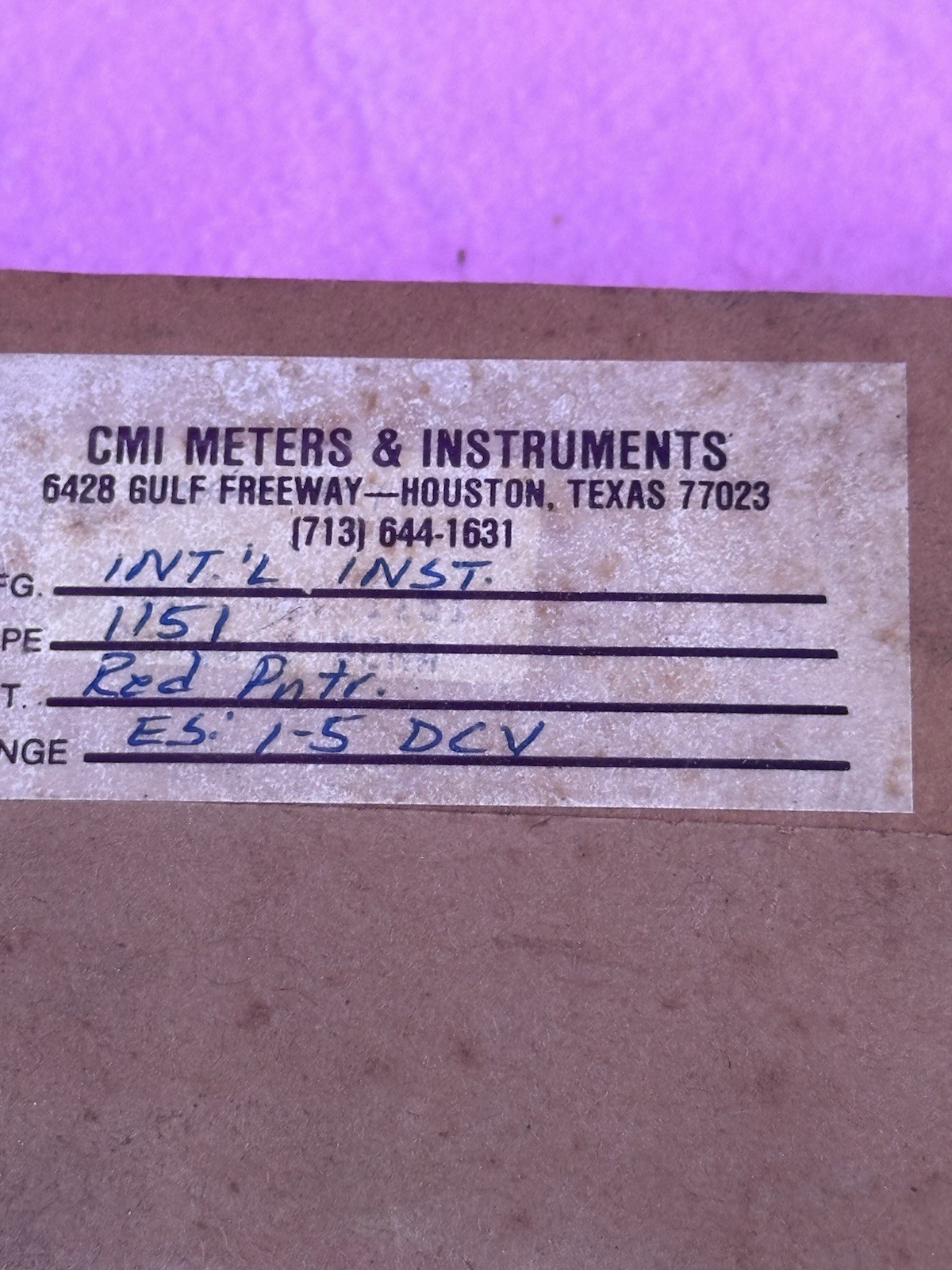 CMI 1151 BLANK VERTICAL OTHER PANEL METER
