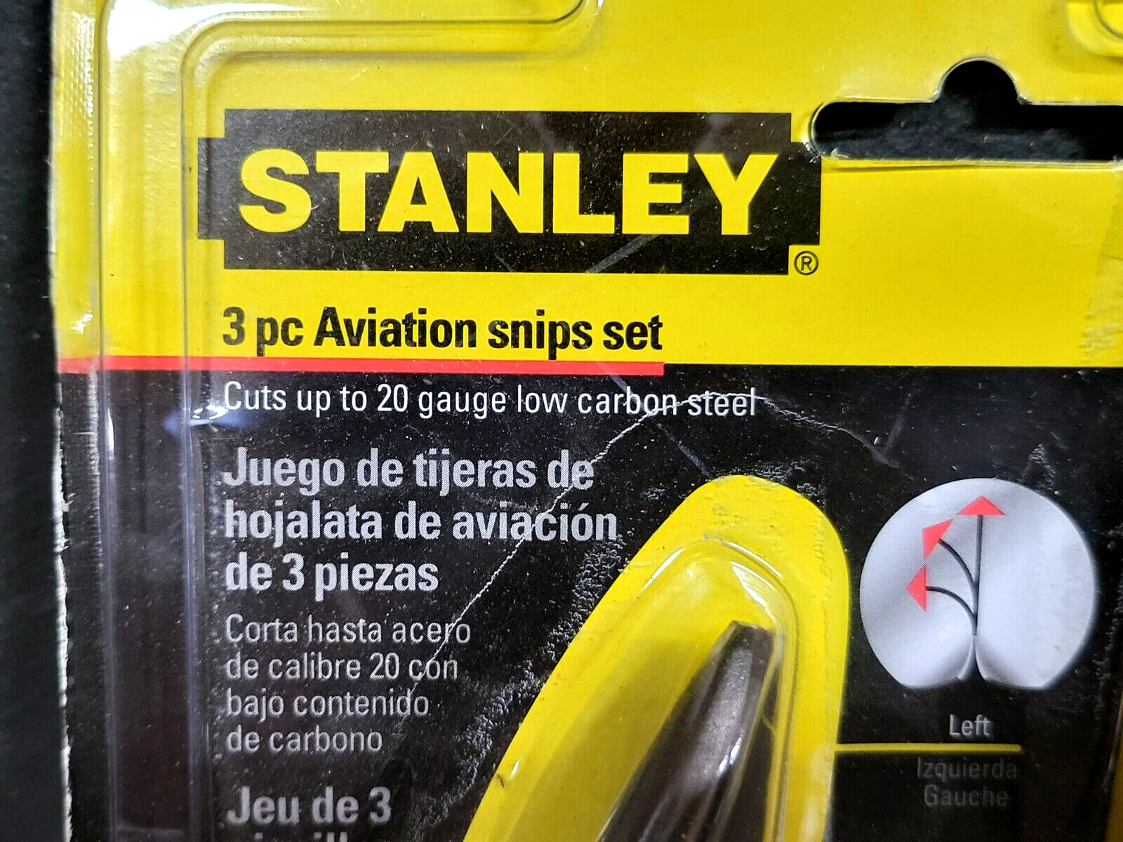 Stanley 14-019 ~3 Piece Aviation Snips Set straight left right, dated 2008