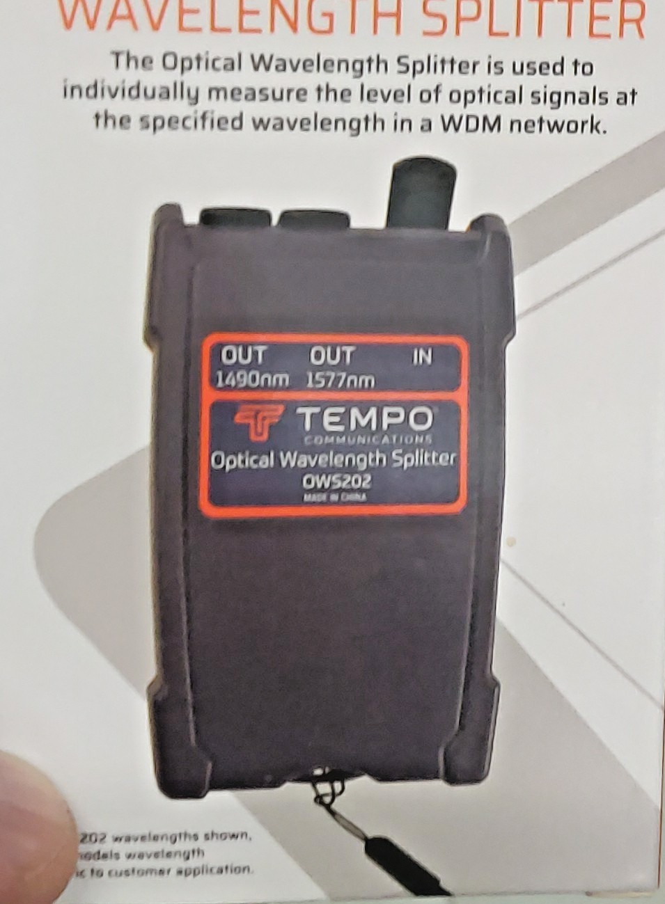 Tempo Communications OWS202 Optical Wavelength Splitter NEW