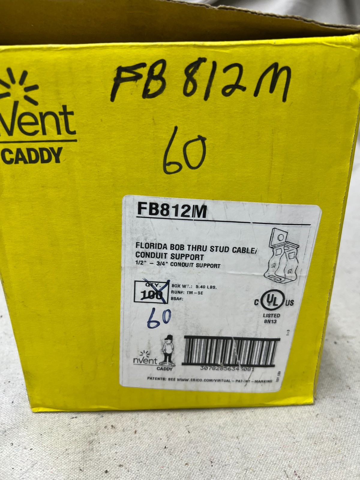 Nvent/Caddy FB812M Florida Bob thru stud conduit support. 60 count.