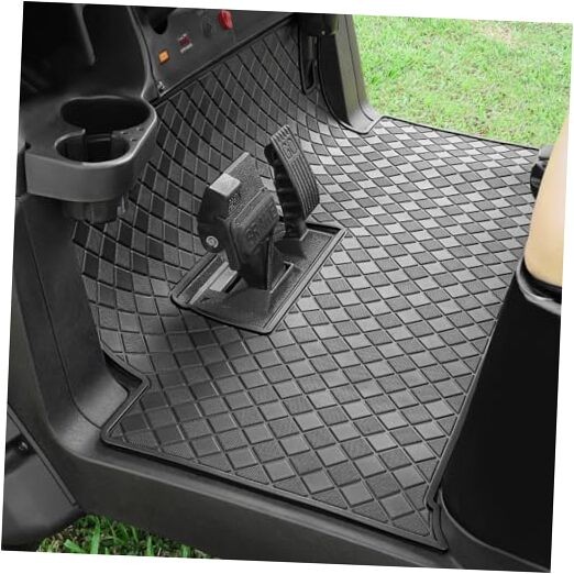 Golf Cart Floor Liner Mat 8mm Thick Rubber Full Coverage Fit for Black Trim