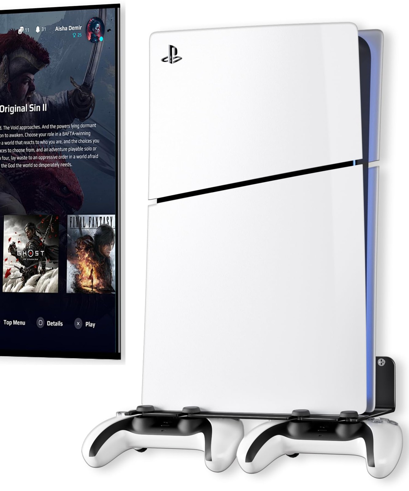 Aluminum Alloy Wall Mount Universal Compatible With PS5 2 Controllers