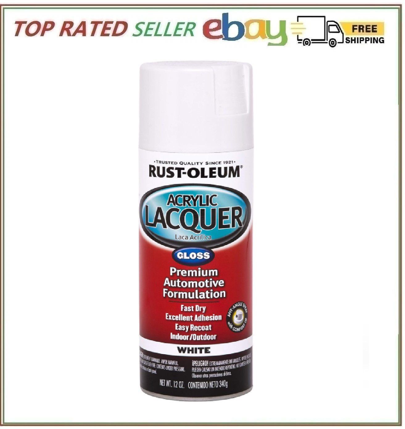 Rust-oleum Automotive Acrylic Lacquer Spray Paint Gloss White 11 Fl Oz