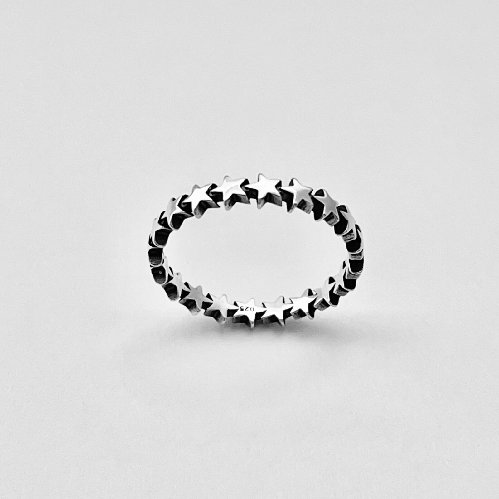 Sterling Silver Eternity Star Band Ring, Celestial Silver Rings, Silver Bands