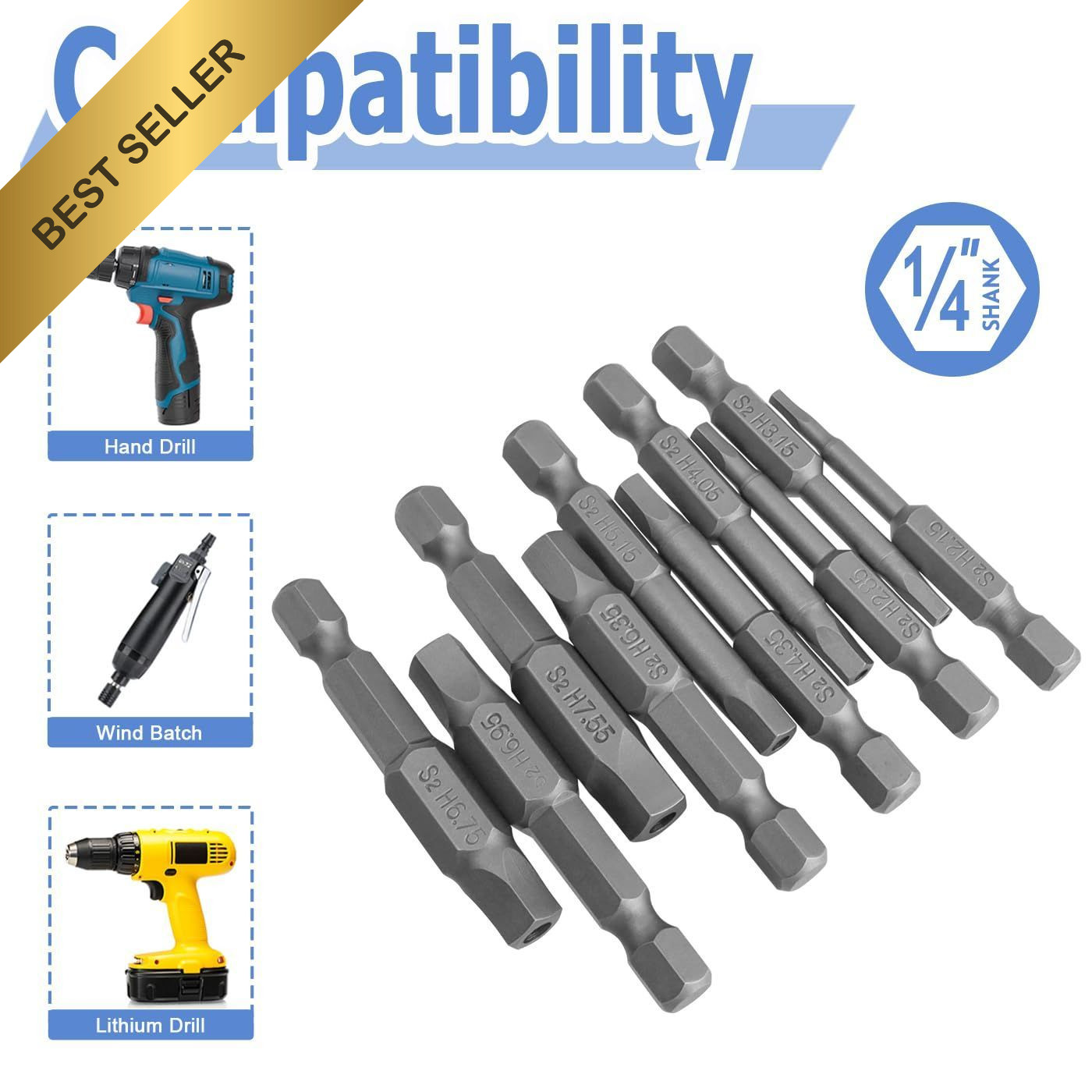 10Pc 5 Point Security Torx Screwdriver Bits 2in Magnetic 1/4in Hex Shank Set