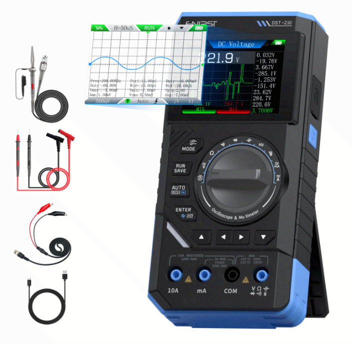DST-210 3-in-1 Handheld Oscilloscope Multimeter, 10MHz, 48MS/s