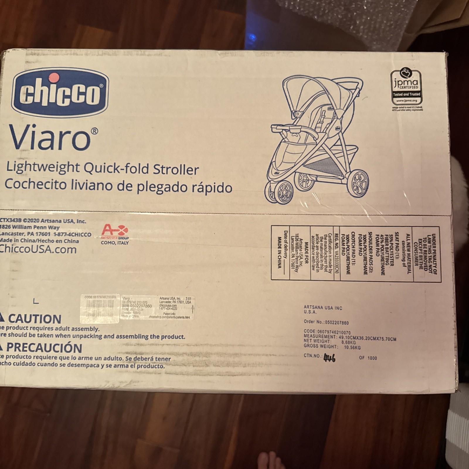 Chico Viaro Stroller Lightweight, Quick Fold Stroller, Graphite New Inbox