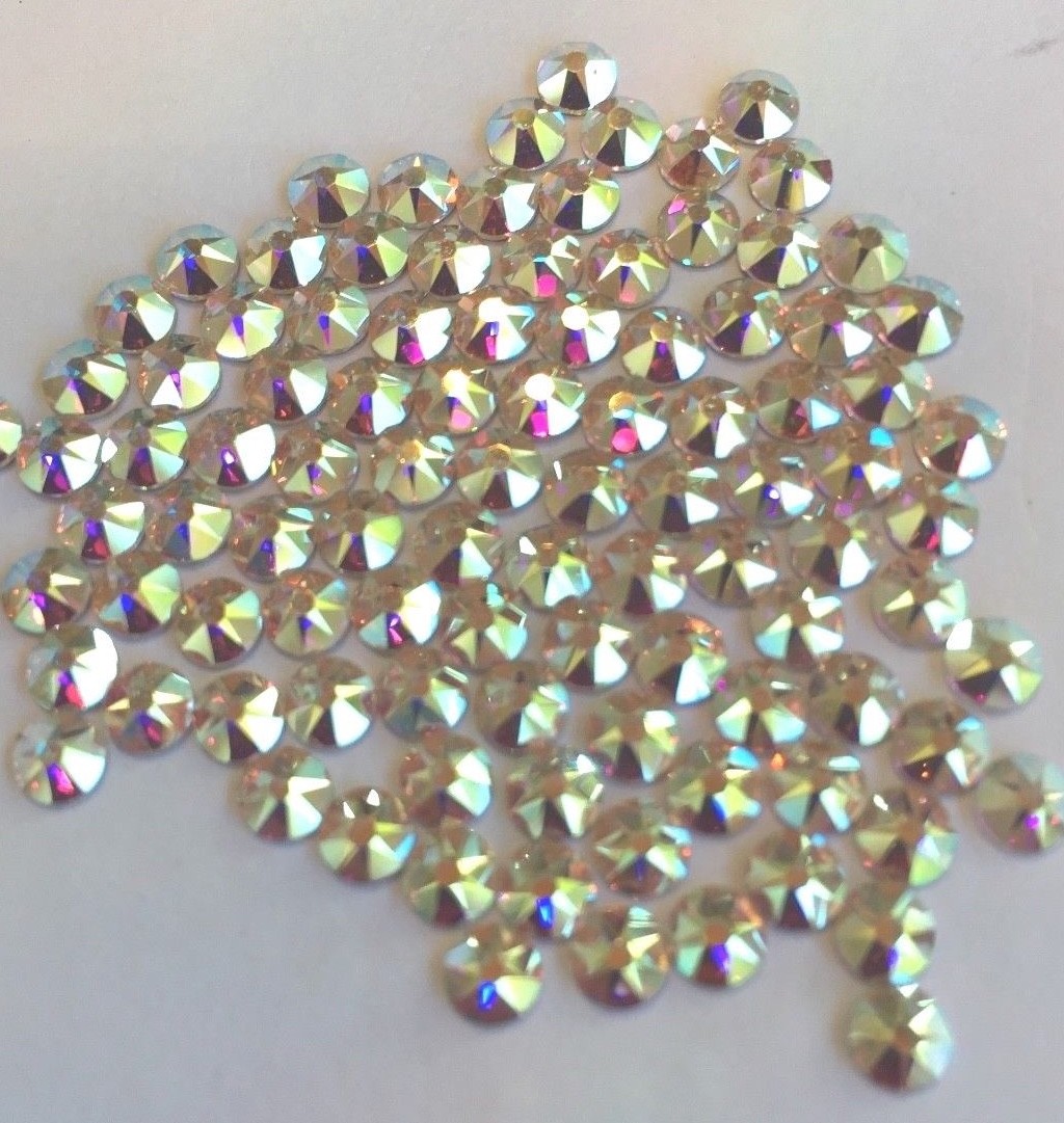 200 pc SWAROVSKI CRYSTAL CLEAR AB RHINESTONES 20ss Flatback 2088 Round Bridal