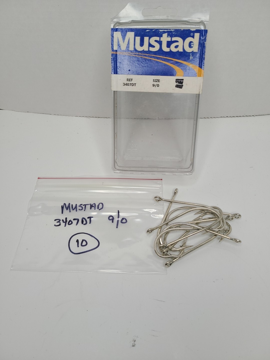 Mustad  3407DT-90 : Size 9/0 Saltwater Big Game J-Hooks - Qty 10 New!