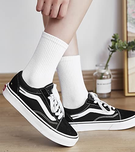 3-12 Pack Womens Crew Socks Size 6-9 LightWeight One Size A_3 Pairs （3 White）
