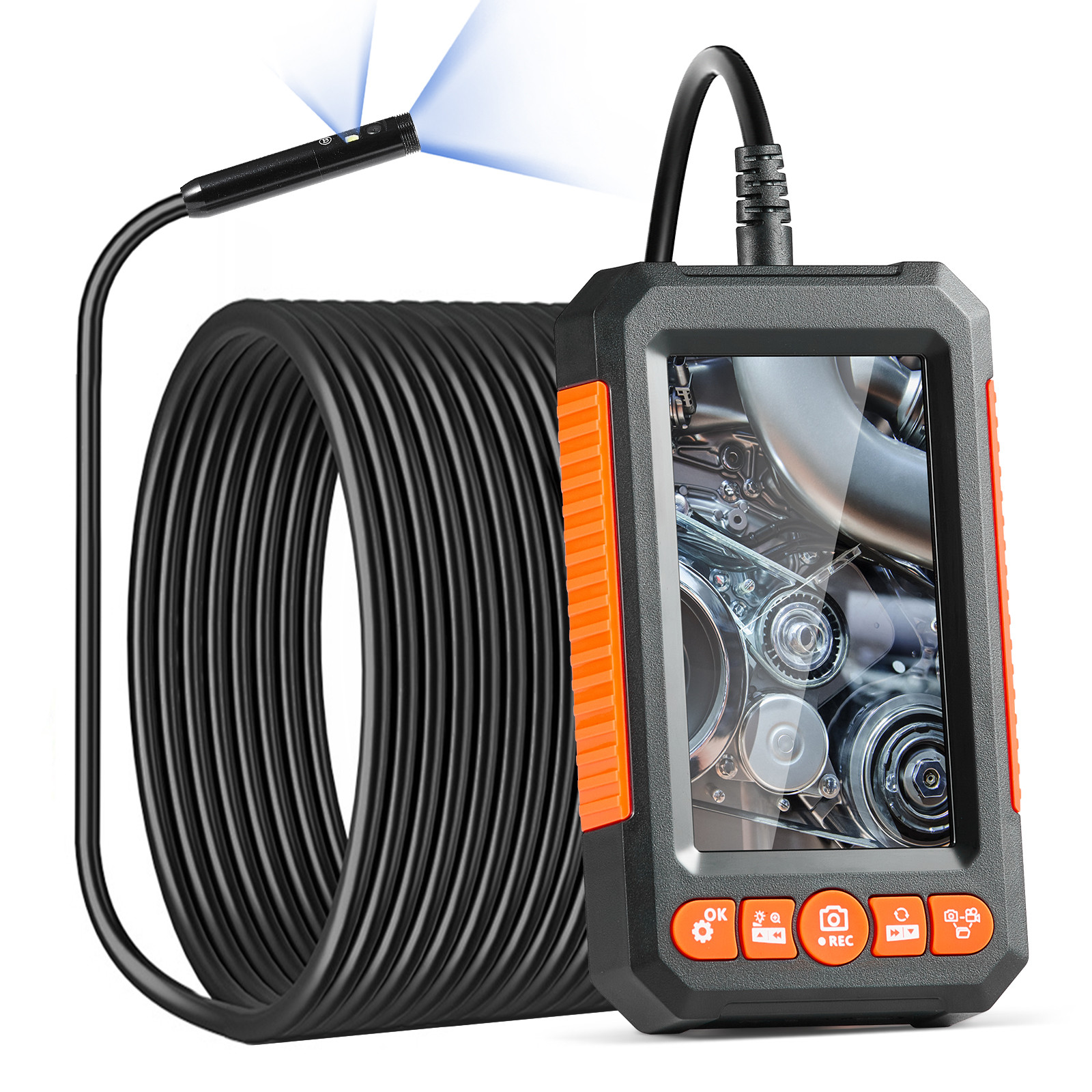 VEVOR Endoscope Camera with Lights Dual Lens Borescope 49.2FT Cable 4.3" Screen