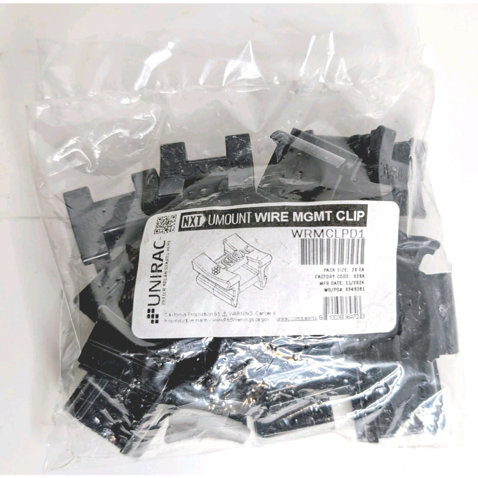 (30) UNIRAC WRMCLPD1 Nxt Horizon Solar Wire MGMT Clamp Clip New