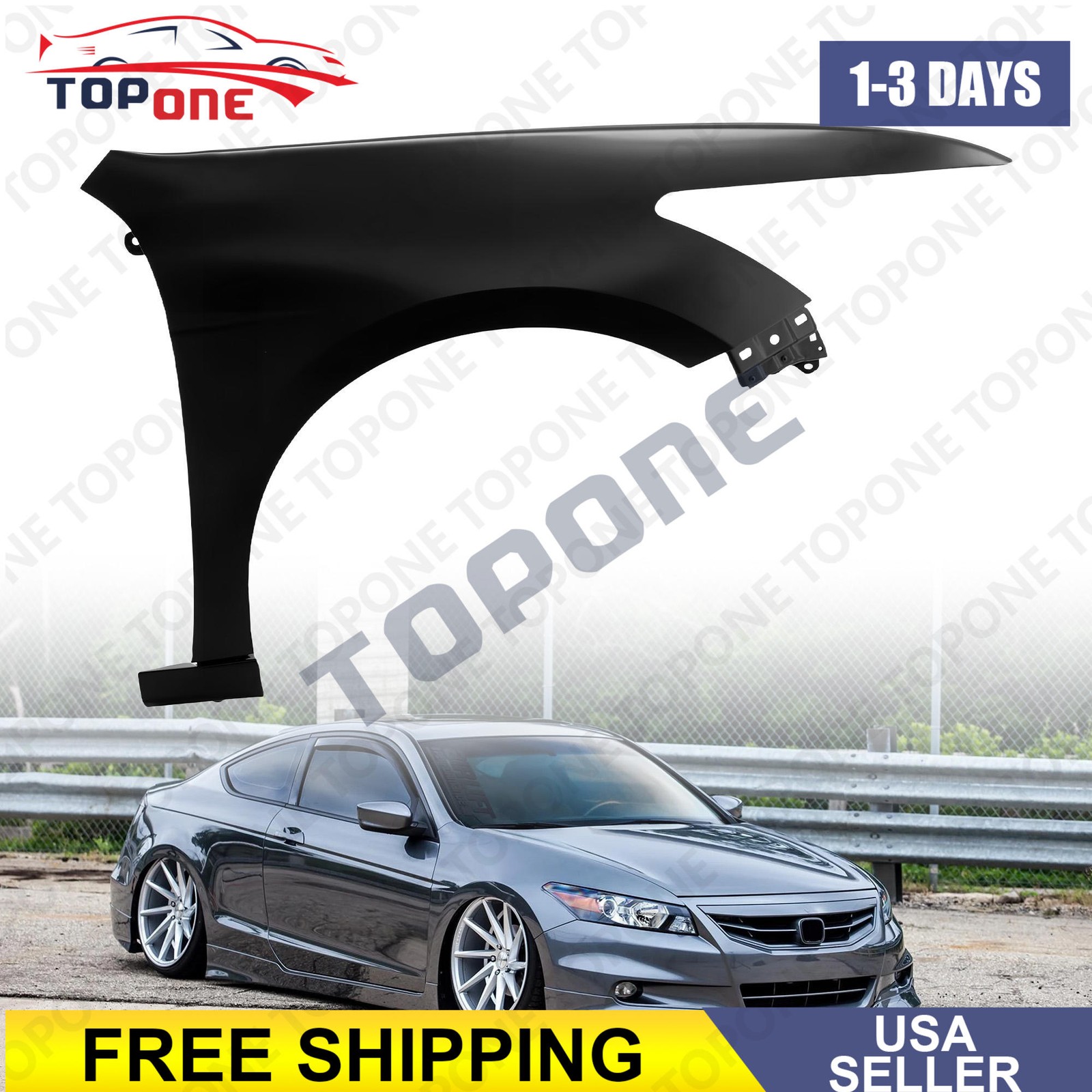 Front Passenger Side Sedan Fender Compatible with 2008-2012 Honda Accord