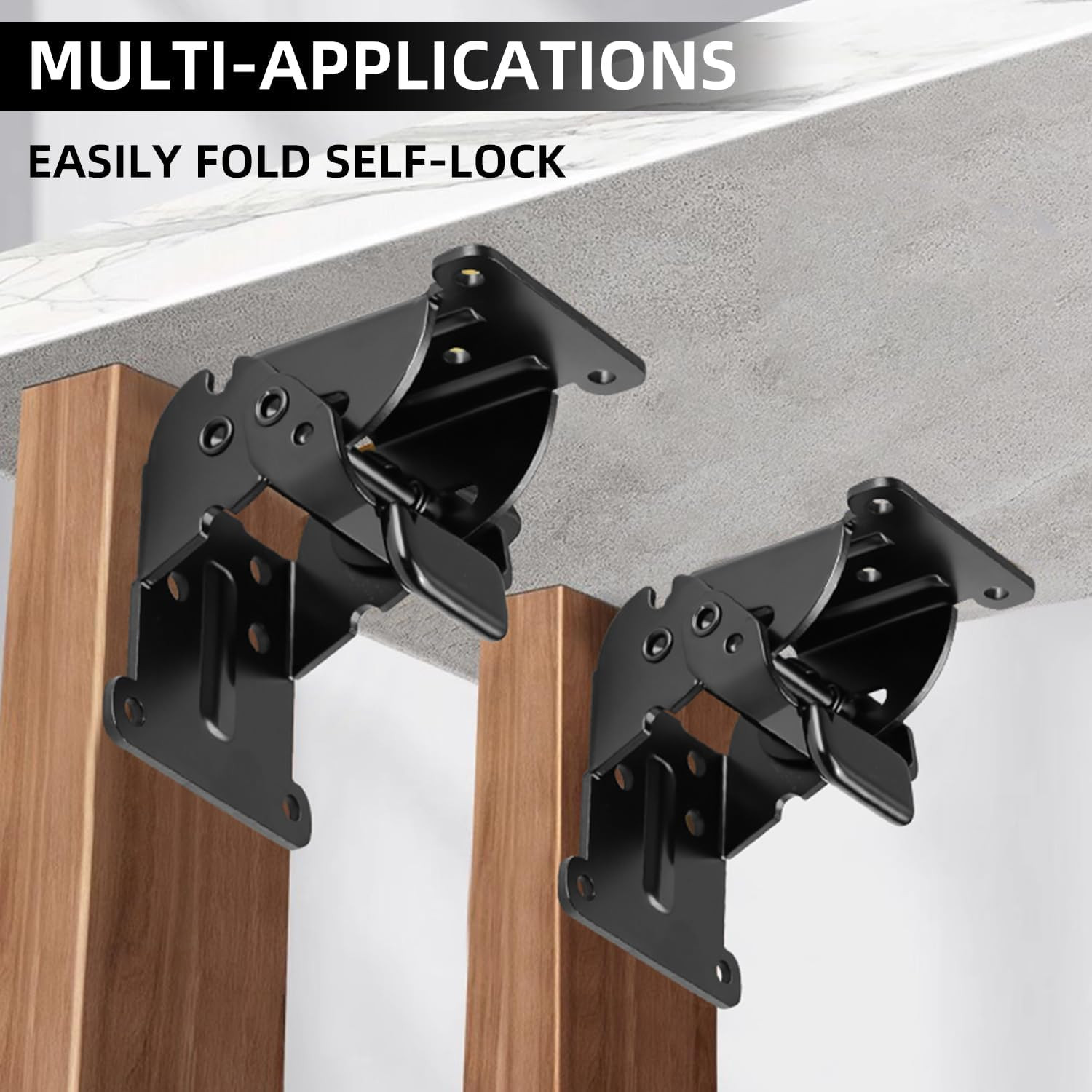 YDAJIURI Folding Brackets 4 Pack, Heavy-Duty Self-Locking Hinges with Screws, Fo