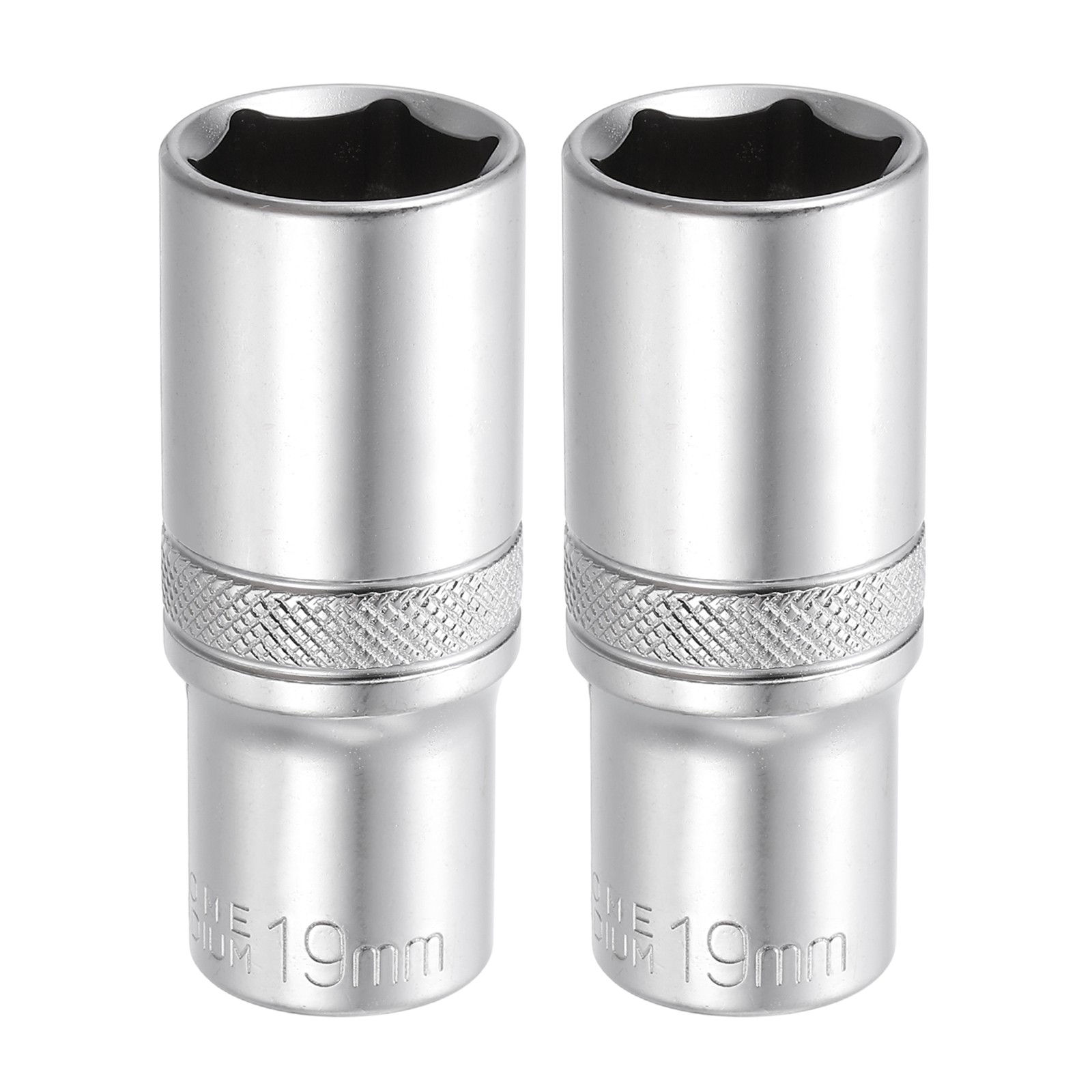 2pcs 6 Points Deep Socket 3/8" Drive 19mm Nickel Plating Impact Socket 2.5"
