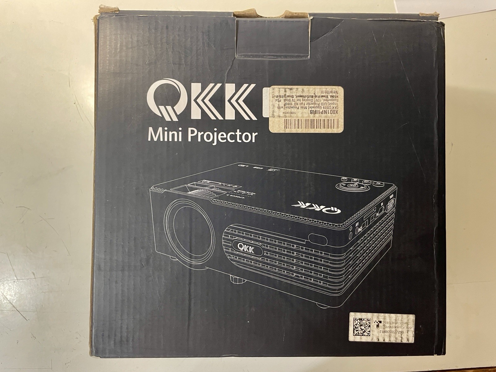 QKK Mini Projector 1080p Bundle W/ Remote, HDMI, USB, Audio Cables New Open Box