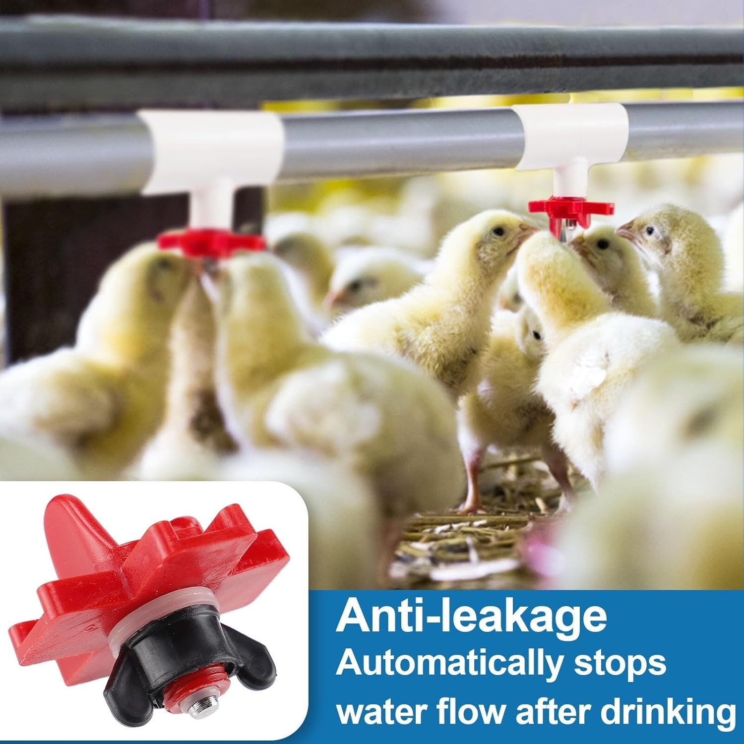 20 Pack Chicken Waterer Nipples Easy Install Leakproof Poultry Watering System