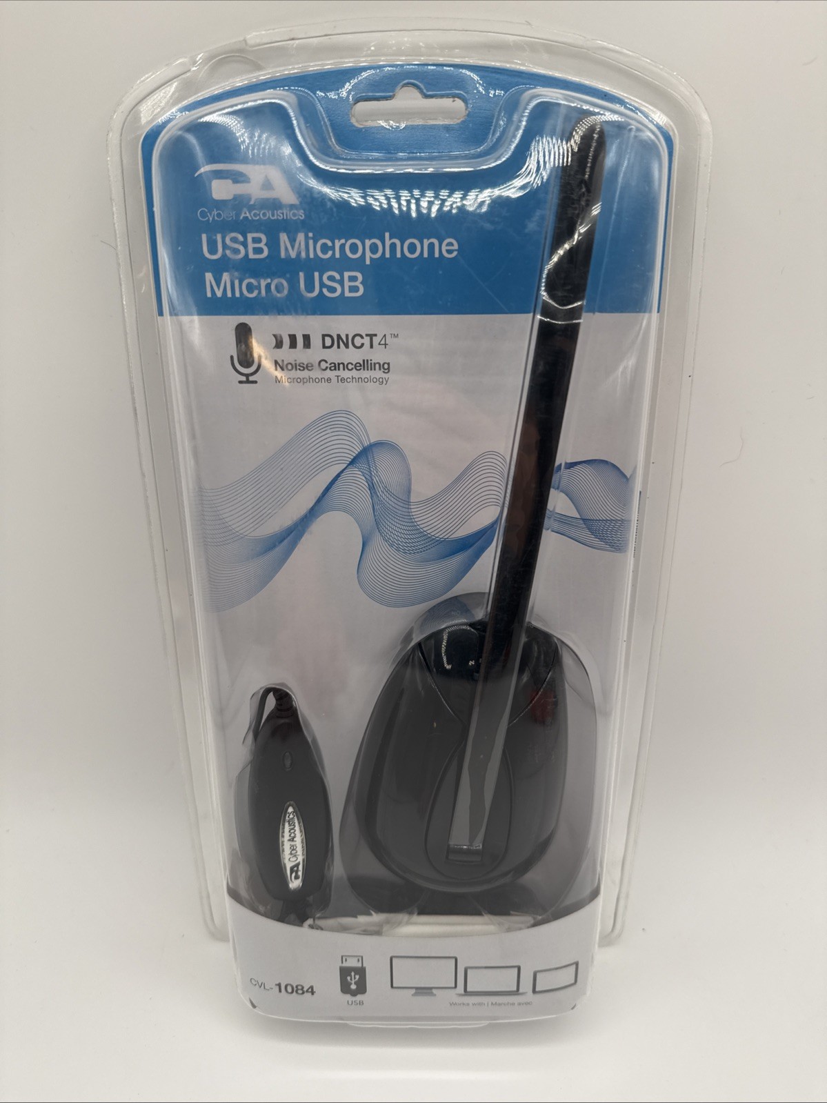 CYBER ACOUSTICS CVL-1084 USB MICROPHONE MICRO USB UPC: 646422104201 - NIP