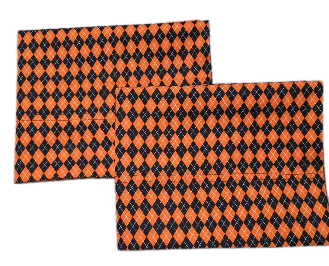 Set of 2 New Orange & Blacl Polycotton Pillowcases 20 X 31 Standard/queen