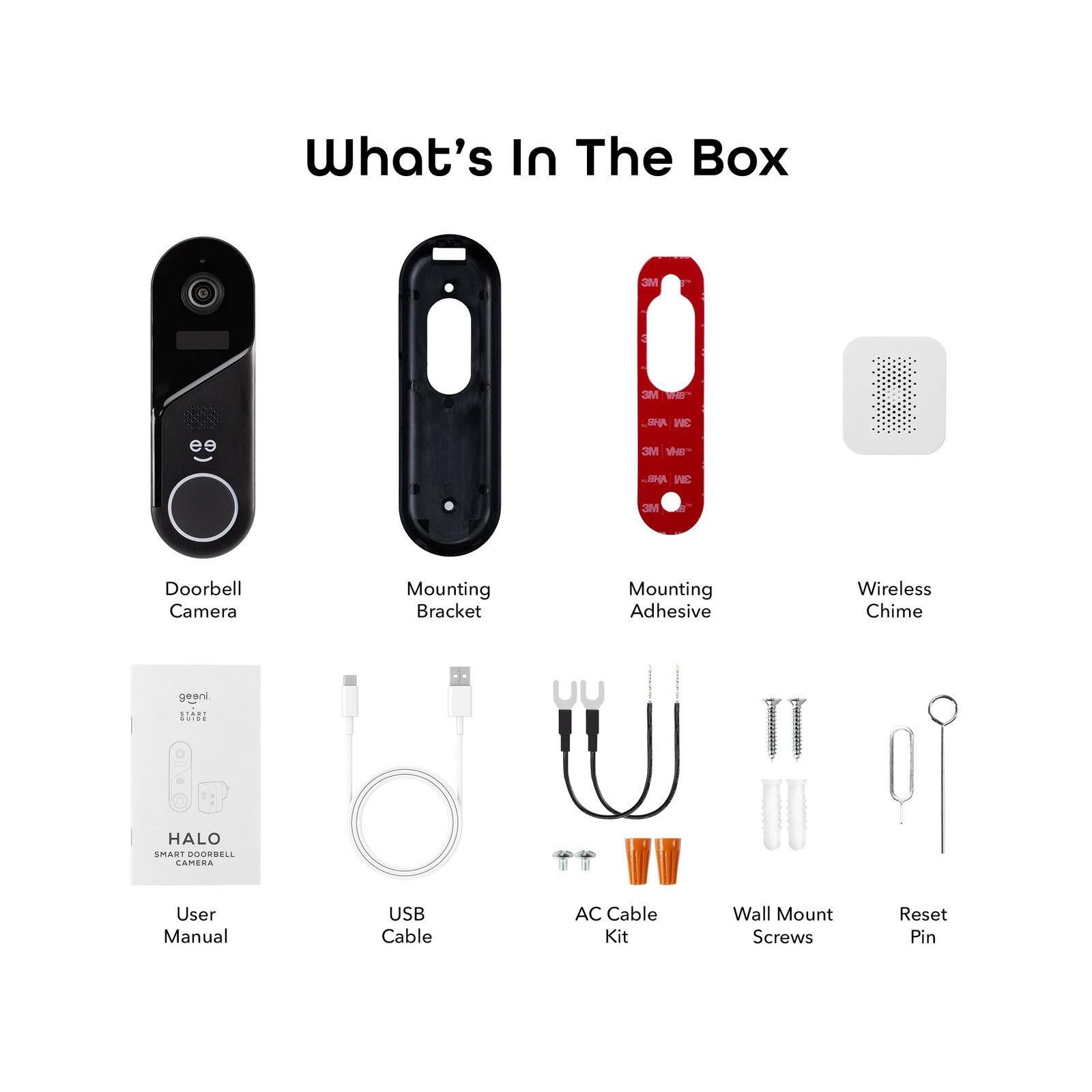 Geeni Halo 3MP Smart Video Doorbell Camera – Battery Powered or Hardwired