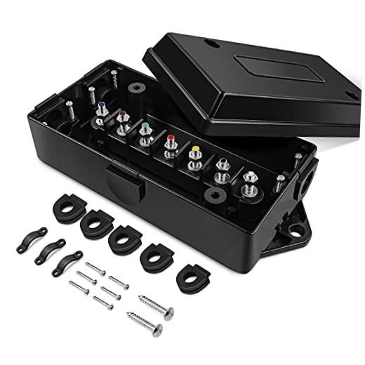 7 Way Trailer Weatherproof Color-Coded Studs | 7 Pole Waterproof Junction Box