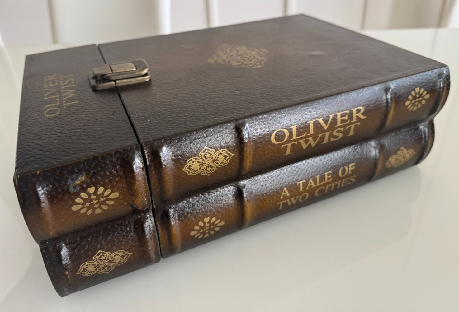 Vintage Oliver Twist Charles Dickens Wood Faux Book Hidden WINE Box Safe