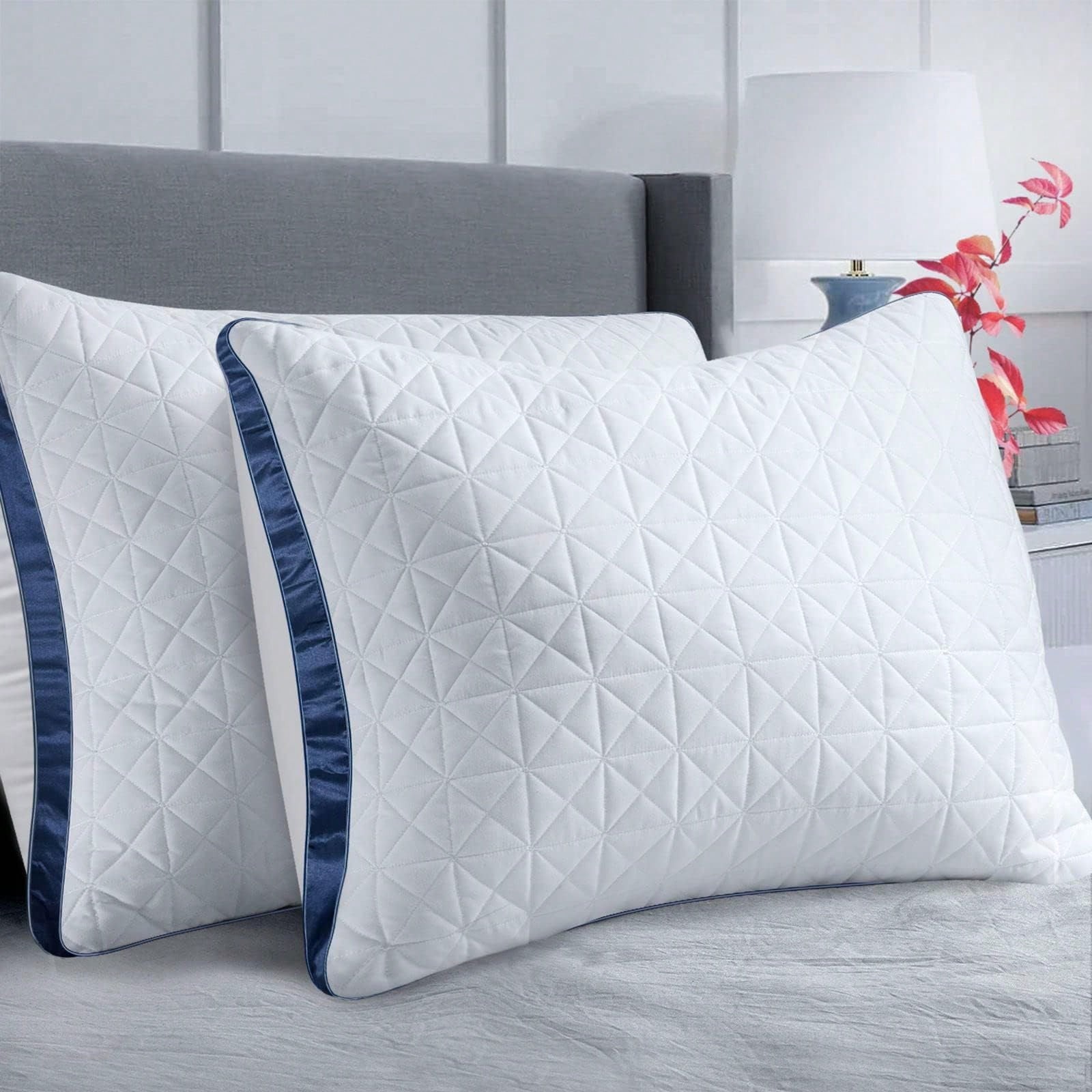 2 Pack King Size Cooling Pillows Luxury Soft Breathable Hotel Quality Sleep Blis