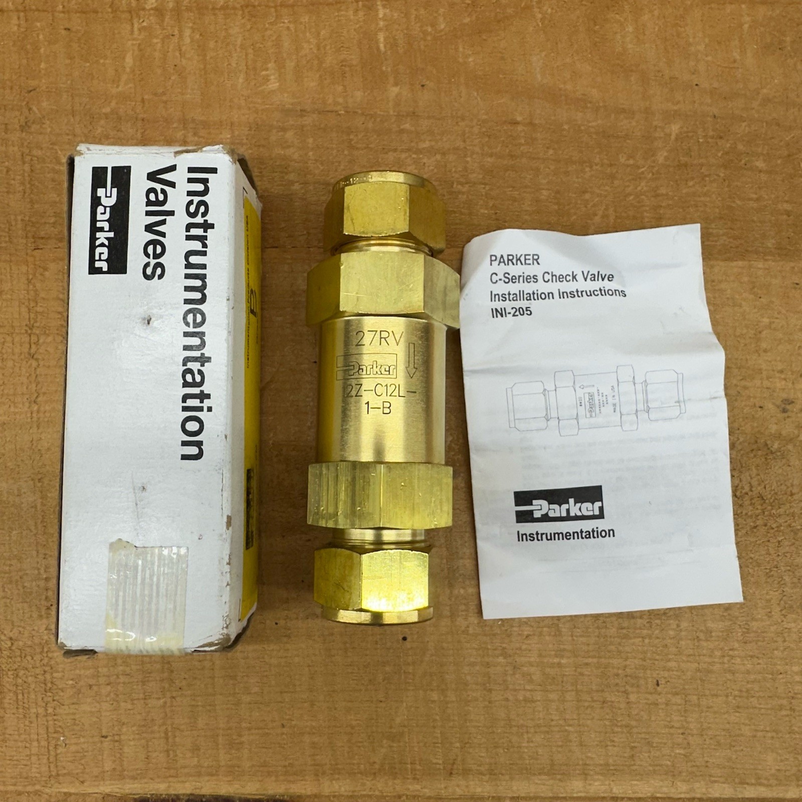 Parker, INI-205, C-Series Brass Check Valve, 12Z-C12L-1-B, 3/4” CPI NEW