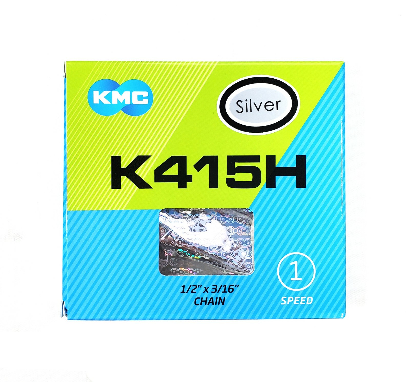 KMC K415H-NP 1/2" x 3/16" x 98L Heavy Duty Single Speed Chain Silver