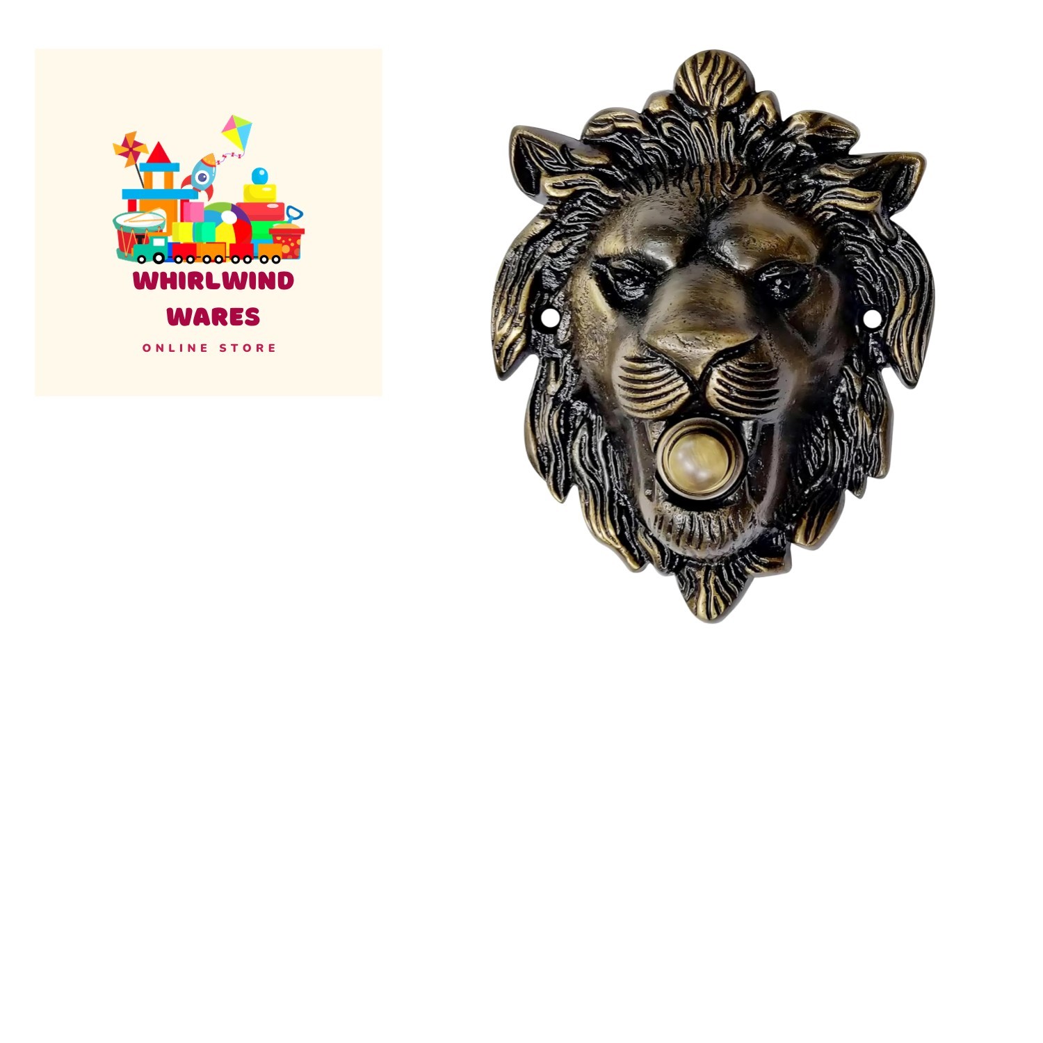 5 1/4" x 4" Beautiful Brass Lion Doorbell Button – Vintage Charm for Entryways