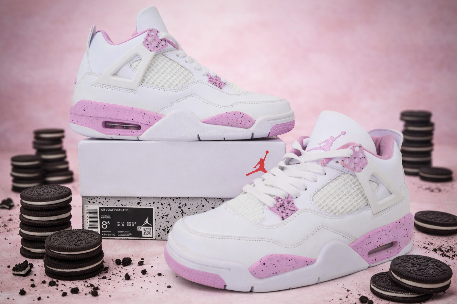Women's Jordan 4 Retro White Pink Oreo All Size US 5.5-11